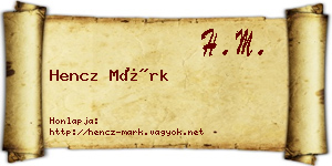 Hencz Márk névjegykártya